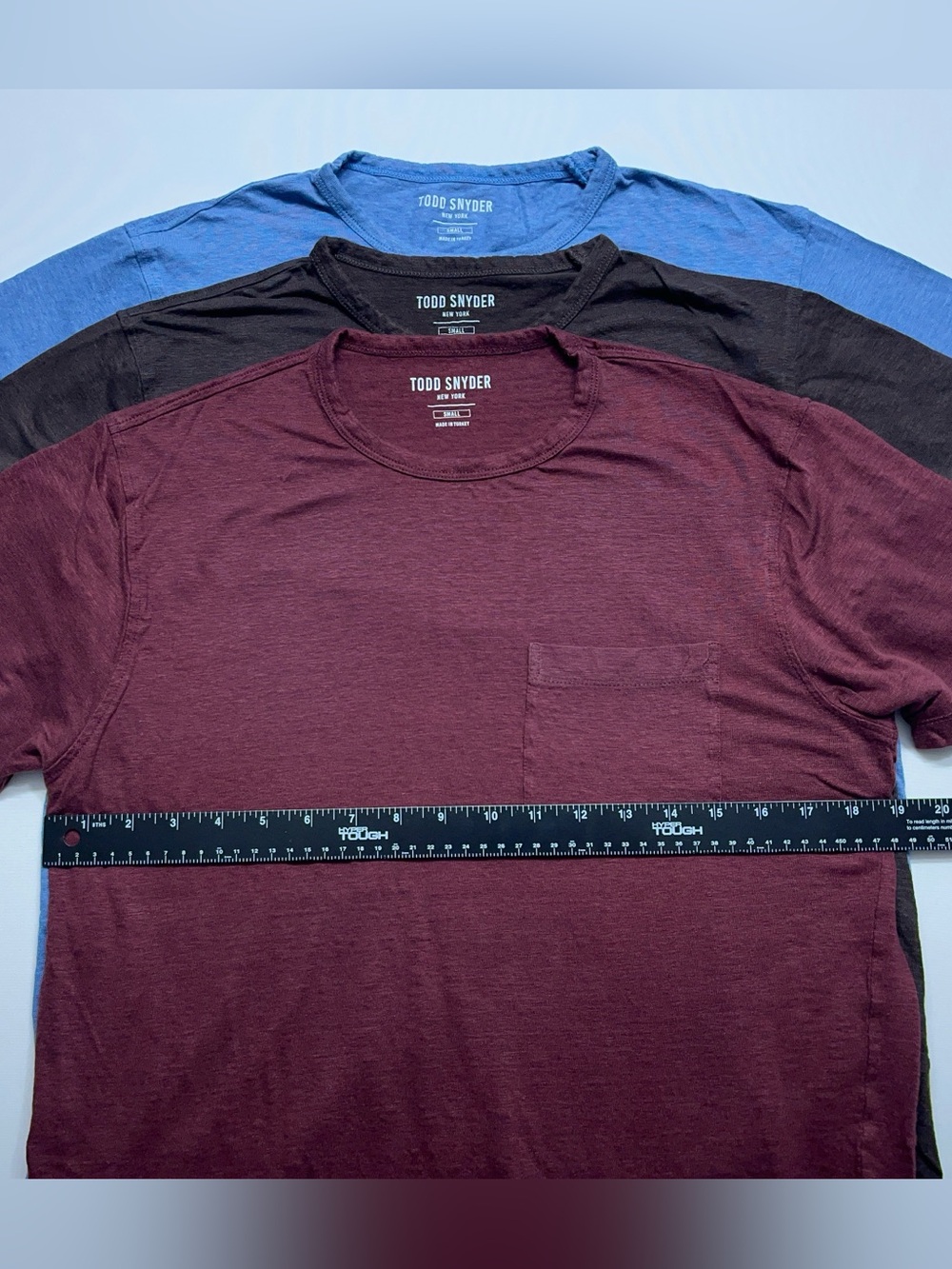 Todd Snyder Linen T Shirts Mens Small Coconut Sail Blue Burgundy Lot If Three - Picture 5 of 10